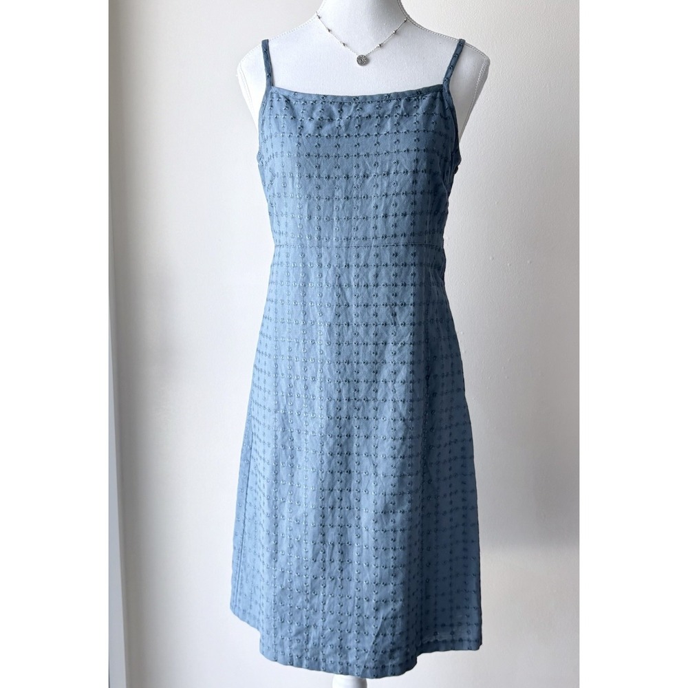 Gap Strappy Linen Blend Sundress Jumper Size 4 Blue Boho Beachy
